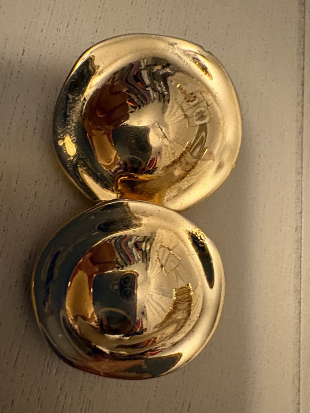 Clip-On Gold Dome Button Earrings - Shiny Metal Statement